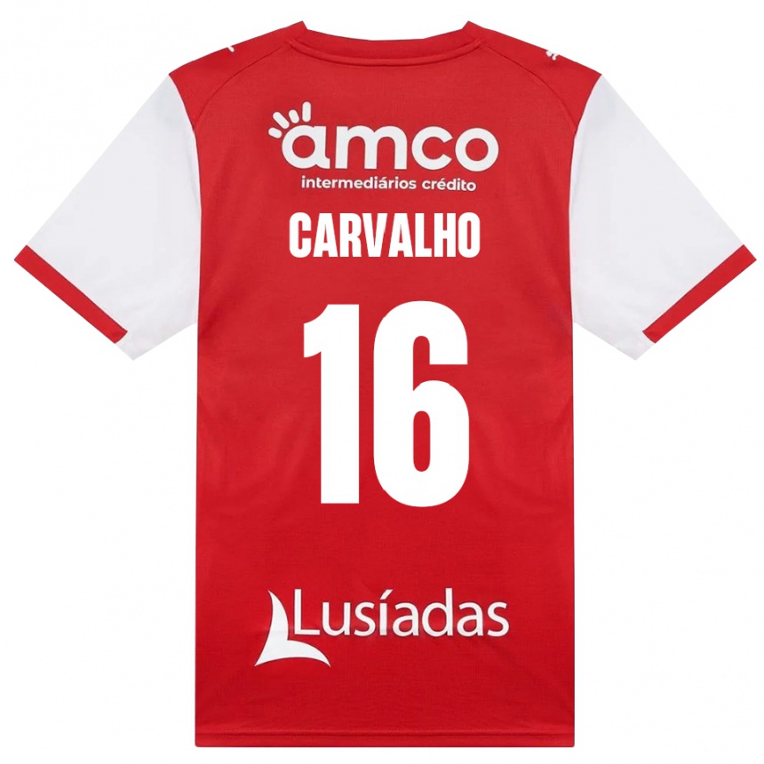 גברים כדורגל Alexandre Carvalho #16 לבן אדום שחור ג'רזי ביתית 2026/27