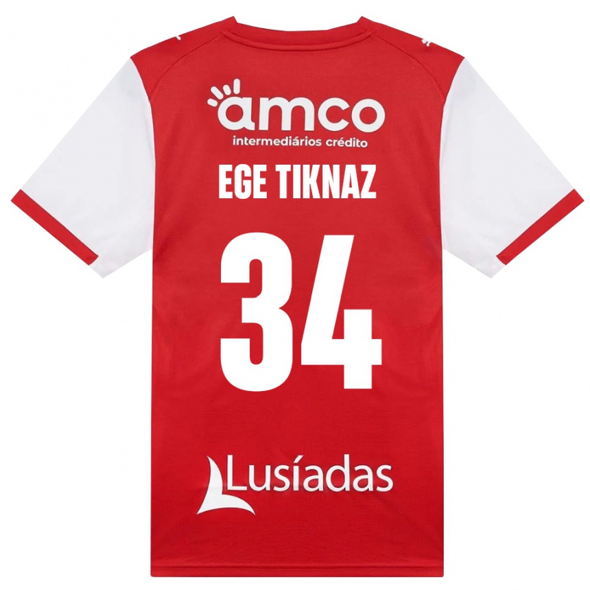 גברים כדורגל Demir Ege Tıknaz #34 לבן אדום שחור ג'רזי ביתית 2026/27
