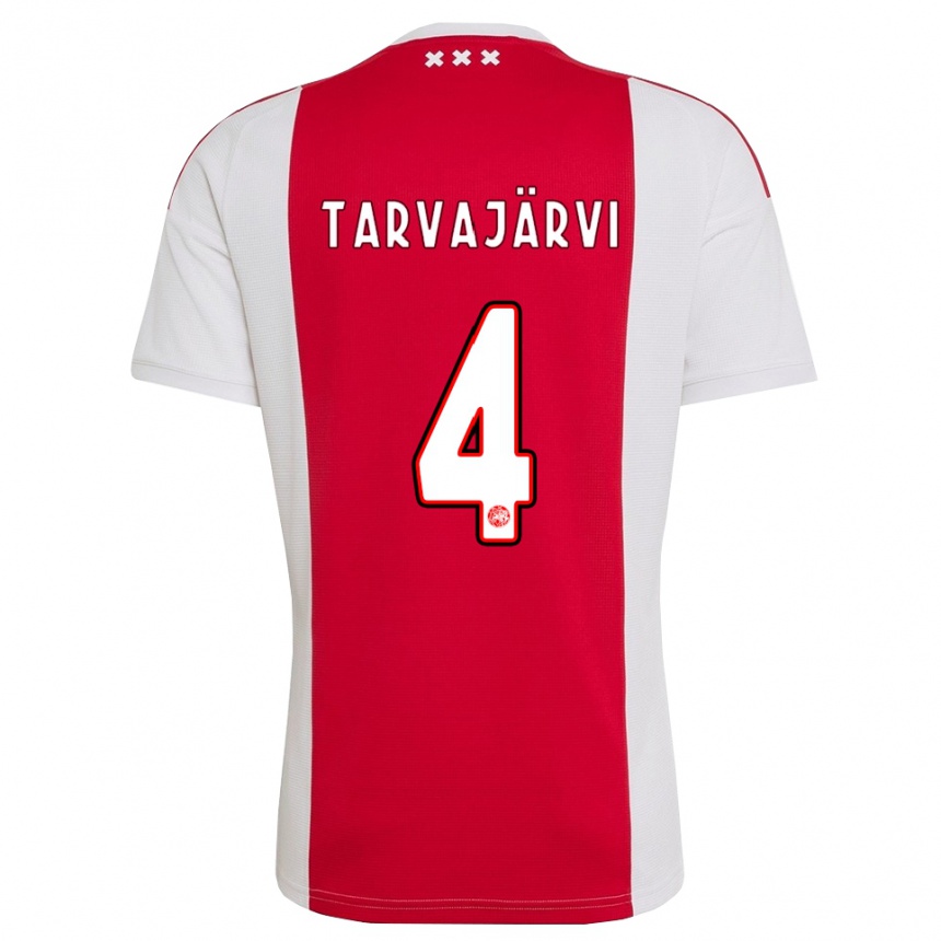 גברים כדורגל Niilo Tarvajärvi #4 אדום לבן צהוב ג'רזי ביתית 2026/27 גברים כדורגל Niilo Tarvajärvi #4 אדום לבן צהוב ג'רזי ביתית 2026/27