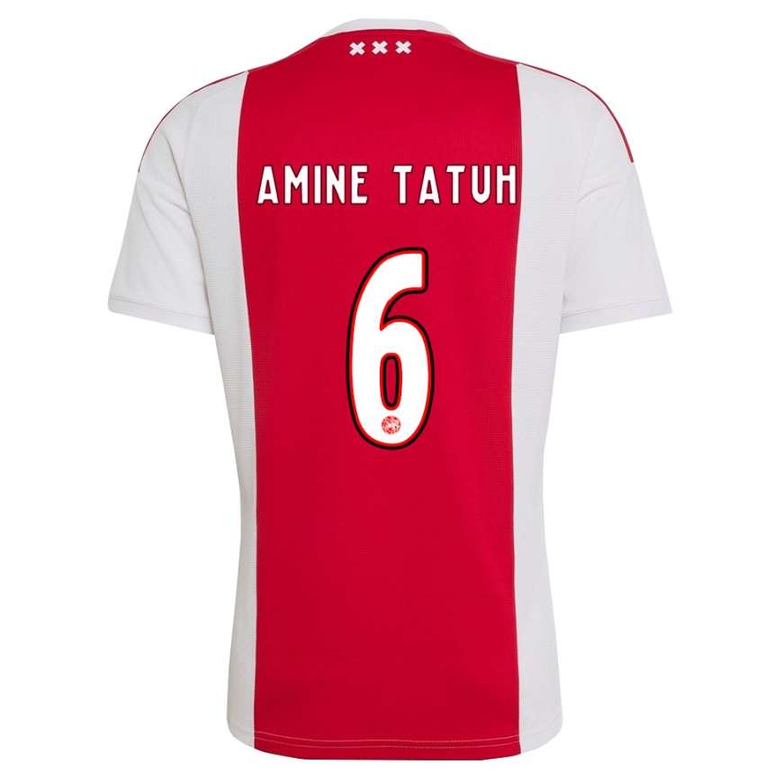 גברים כדורגל Mohammed Amine Tatuh #6 אדום לבן צהוב ג'רזי ביתית 2026/27 גברים כדורגל Mohammed Amine Tatuh #6 אדום לבן צהוב ג'רזי ביתית 2026/27
