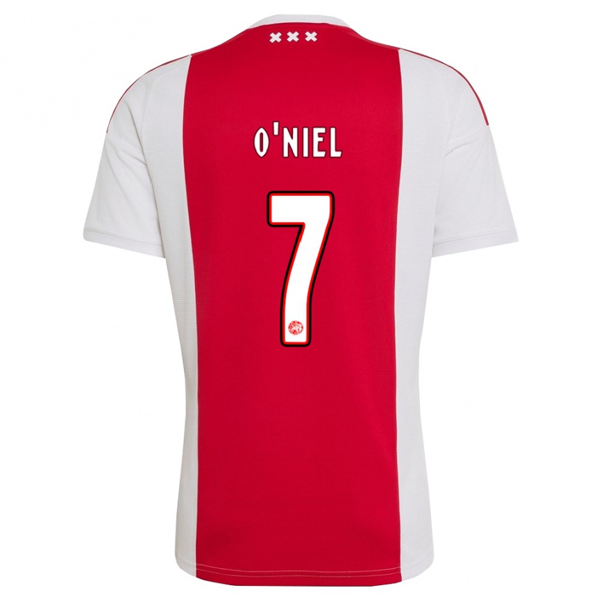 גברים כדורגל Don O'niel #7 אדום לבן צהוב ג'רזי ביתית 2026/27