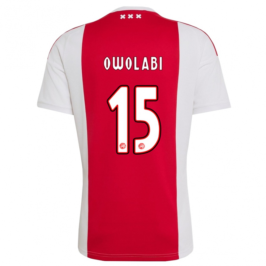גברים כדורגל Eniola Owolabi #15 אדום לבן צהוב ג'רזי ביתית 2026/27 גברים כדורגל Eniola Owolabi #15 אדום לבן צהוב ג'רזי ביתית 2026/27