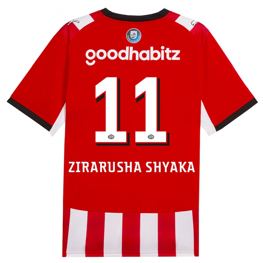 גברים כדורגל David Zirarusha Shyaka #11 אדום לבן שחור ג'רזי ביתית 2026/27