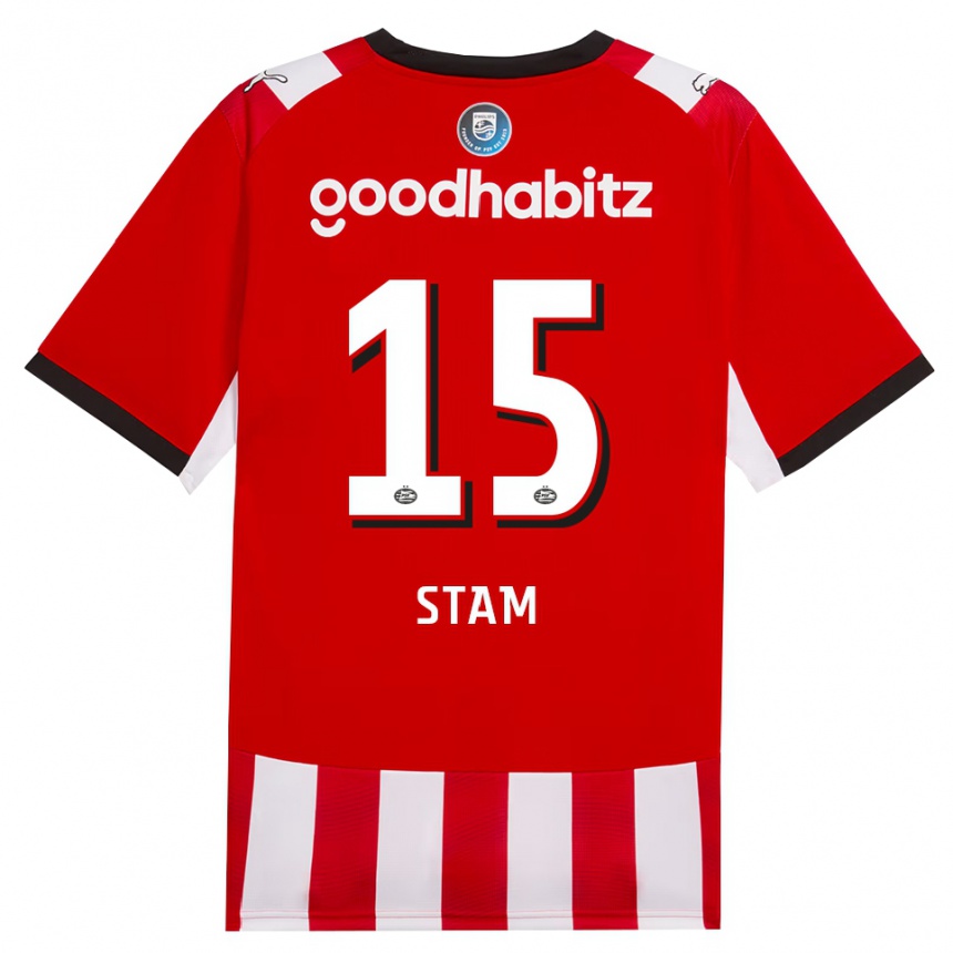 גברים כדורגל Dyran Stam #15 אדום לבן שחור ג'רזי ביתית 2026/27