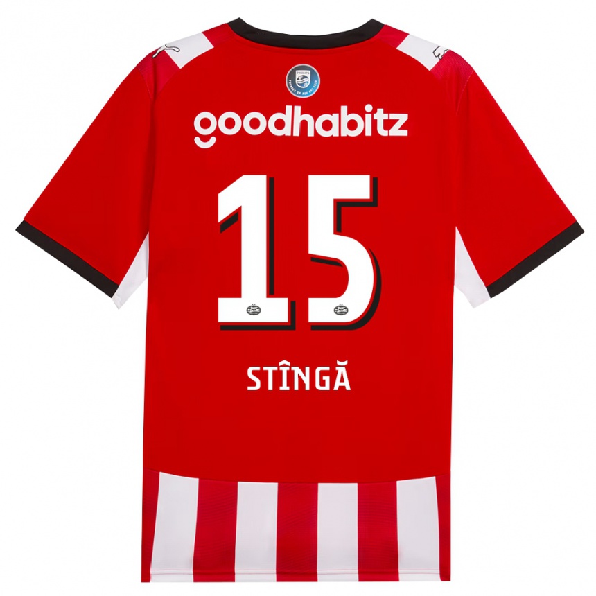 גברים כדורגל Lucas Stîngă #15 אדום לבן שחור ג'רזי ביתית 2026/27