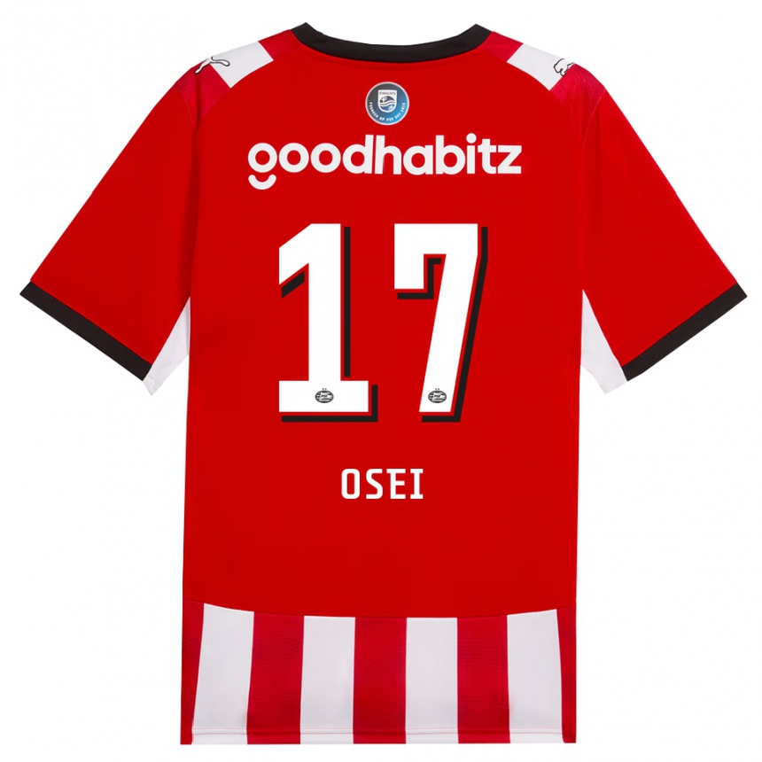 גברים כדורגל Micaiah Osei #17 אדום לבן שחור ג'רזי ביתית 2026/27