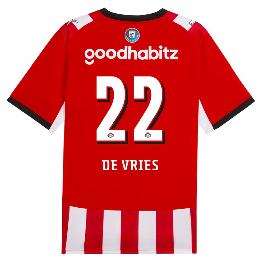 גברים כדורגל Lyam De Vries #22 אדום לבן שחור ג'רזי ביתית 2026/27 גברים כדורגל Lyam De Vries #22 אדום לבן שחור ג'רזי ביתית 2026/27