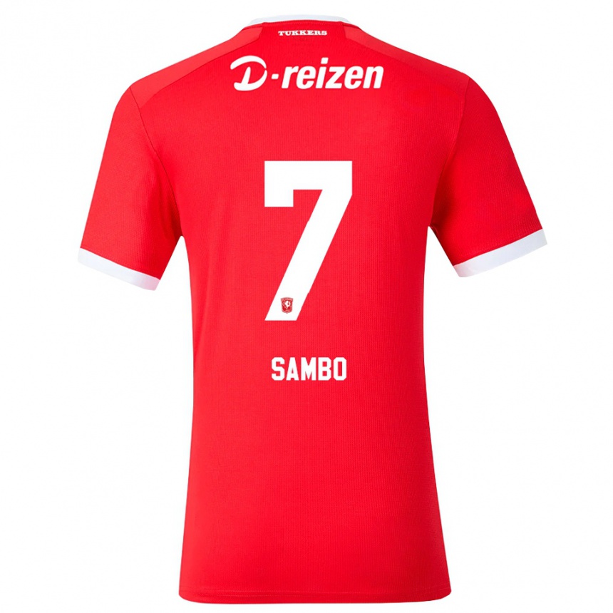 גברים כדורגל Giandro Sambo #7 אדום לבן ג'רזי ביתית 2026/27