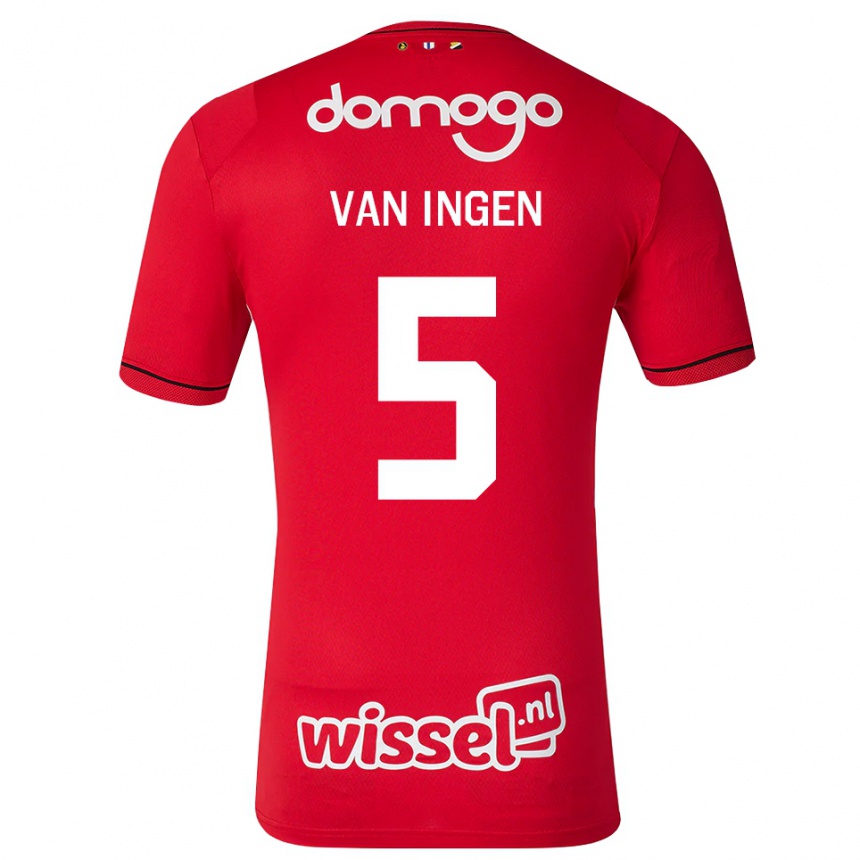 גברים כדורגל Thijs Van Ingen #5 אדום לבן שחור ג'רזי ביתית 2026/27