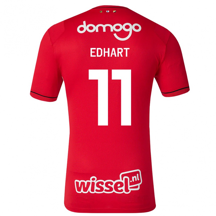 גברים כדורגל Lynden Edhart #11 אדום לבן שחור ג'רזי ביתית 2026/27