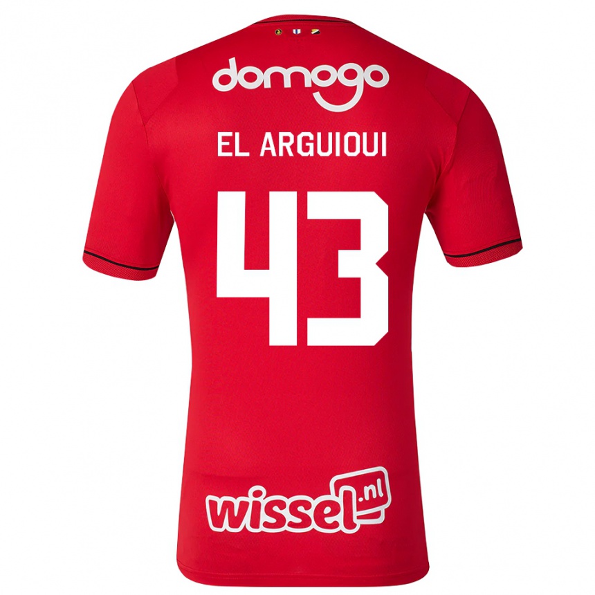 גברים כדורגל Rafik El Arguioui #43 אדום לבן שחור ג'רזי ביתית 2026/27