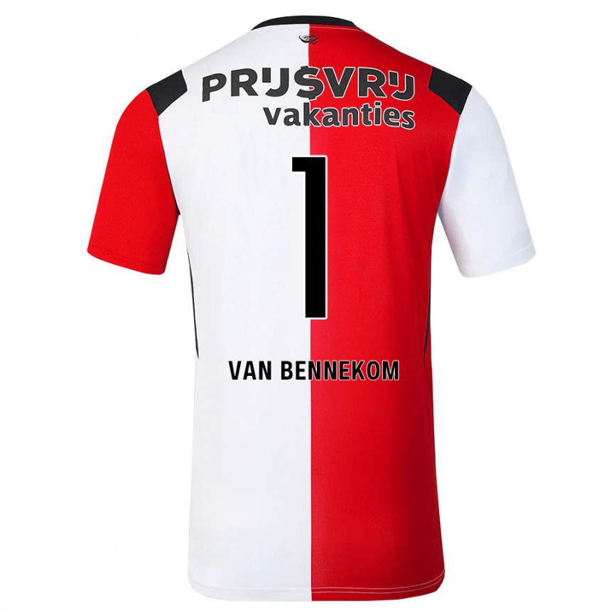 גברים כדורגל Duron Van Bennekom #1 אדום לבן שחור ג'רזי ביתית 2026/27