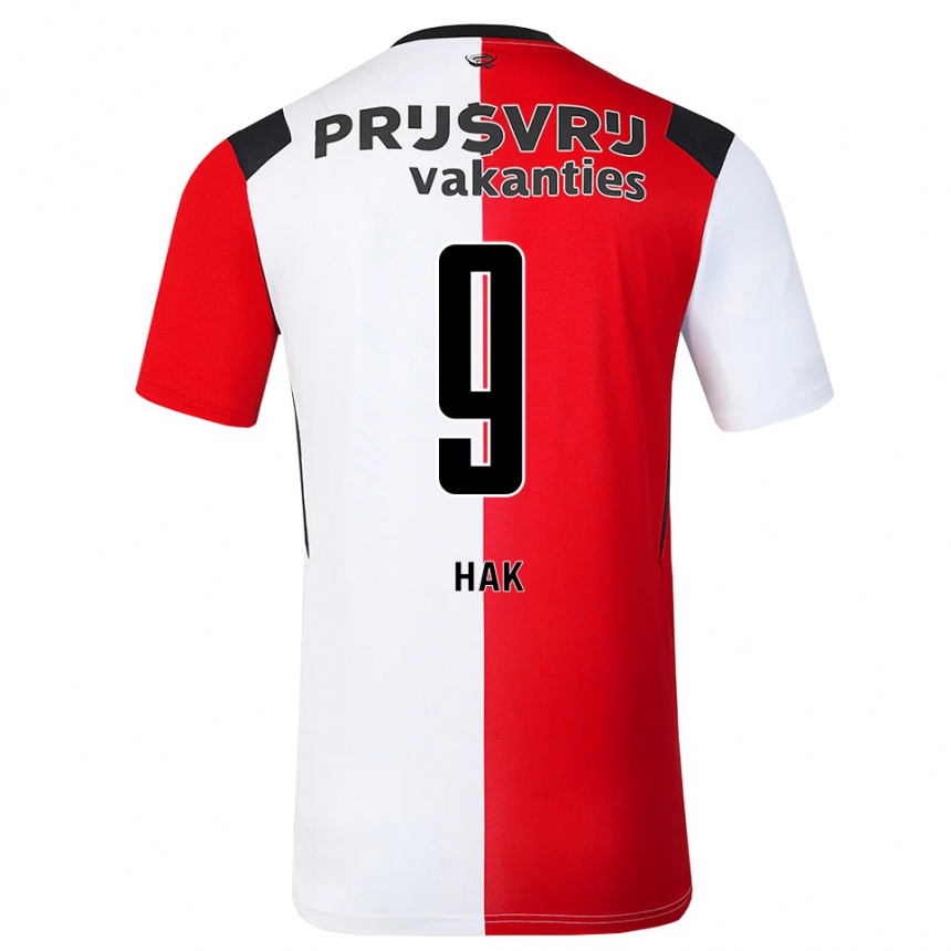 גברים כדורגל Xavi Hak #9 אדום לבן שחור ג'רזי ביתית 2026/27