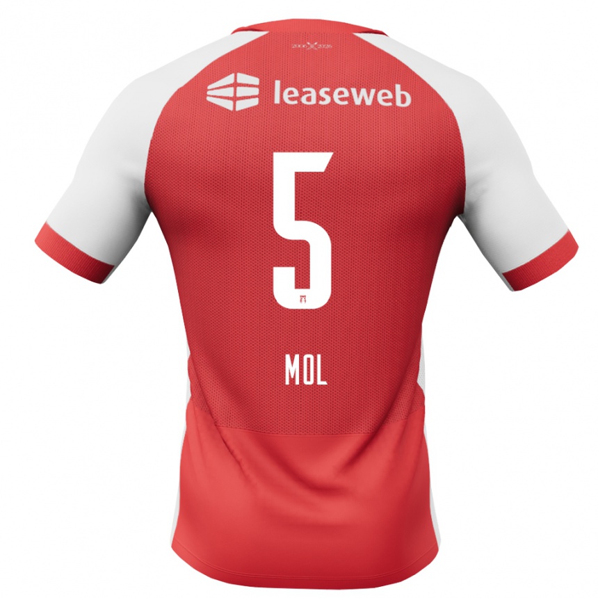 גברים כדורגל Camie Mol #5 אדום לבן שחור ג'רזי ביתית 2026/27