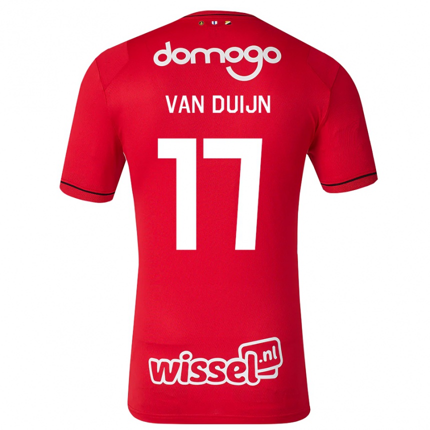 גברים כדורגל Sem Van Duijn #17 אדום לבן שחור ג'רזי ביתית 2026/27