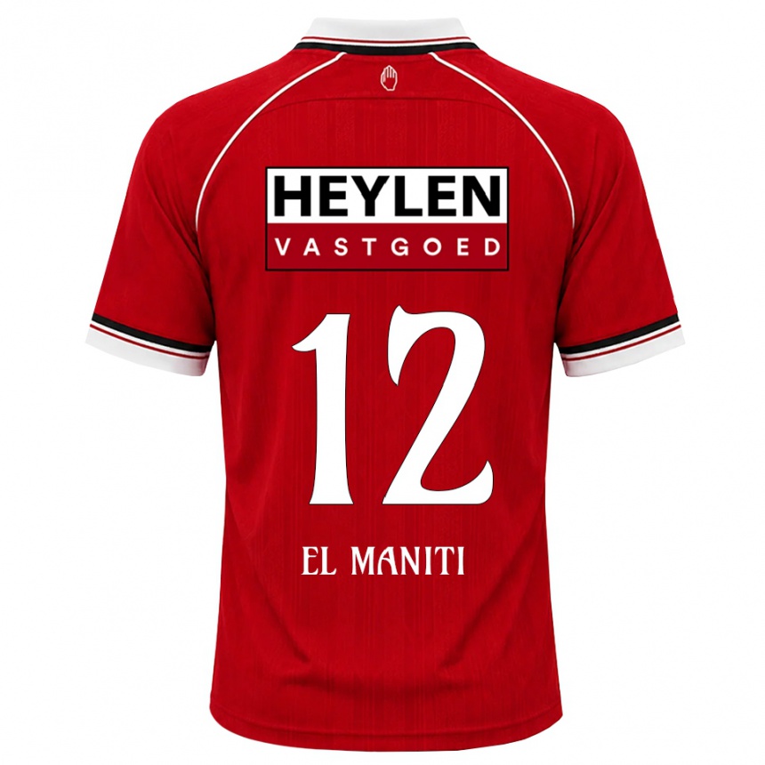 גברים כדורגל Naoufal El Maniti #12 אדום לבן שחור ג'רזי ביתית 2026/27