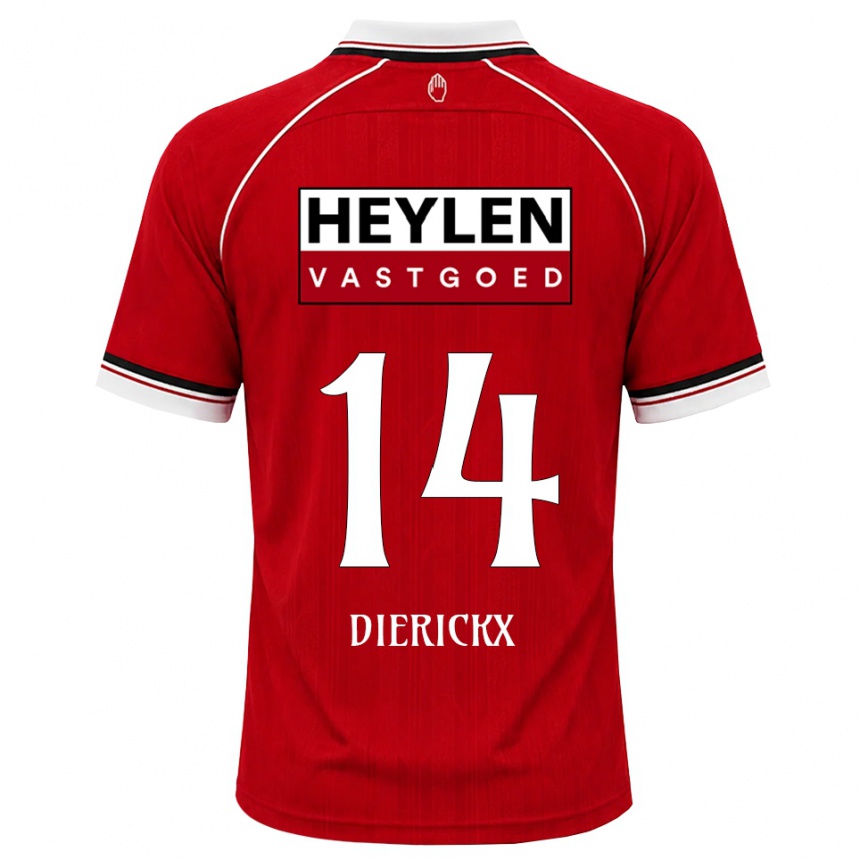 גברים כדורגל Xander Dierickx #14 אדום לבן שחור ג'רזי ביתית 2026/27