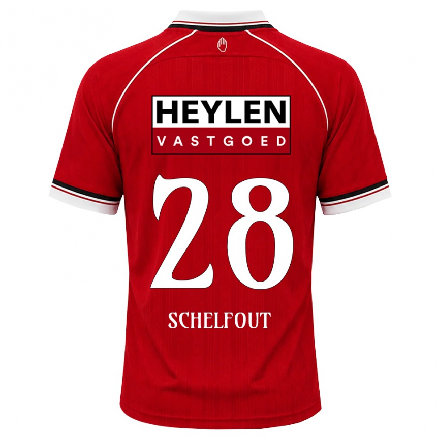 גברים כדורגל Luca Schelfout #28 אדום לבן שחור ג'רזי ביתית 2026/27 גברים כדורגל Luca Schelfout #28 אדום לבן שחור ג'רזי ביתית 2026/27