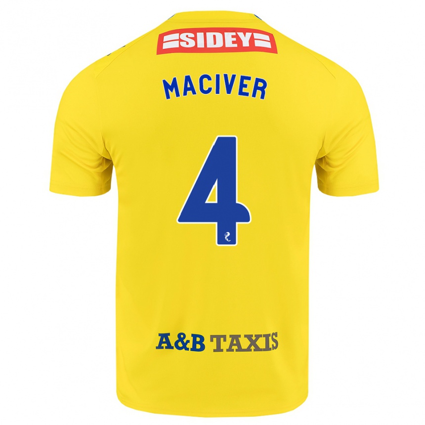 גברים כדורגל Ellie Maciver #4 צהוב כחול שחור הרחק ג'רזי 2026/27