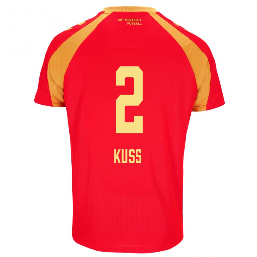 גברים כדורגל Damian Kuss #2 אדום כתום שחור הרחק ג'רזי 2026/27
