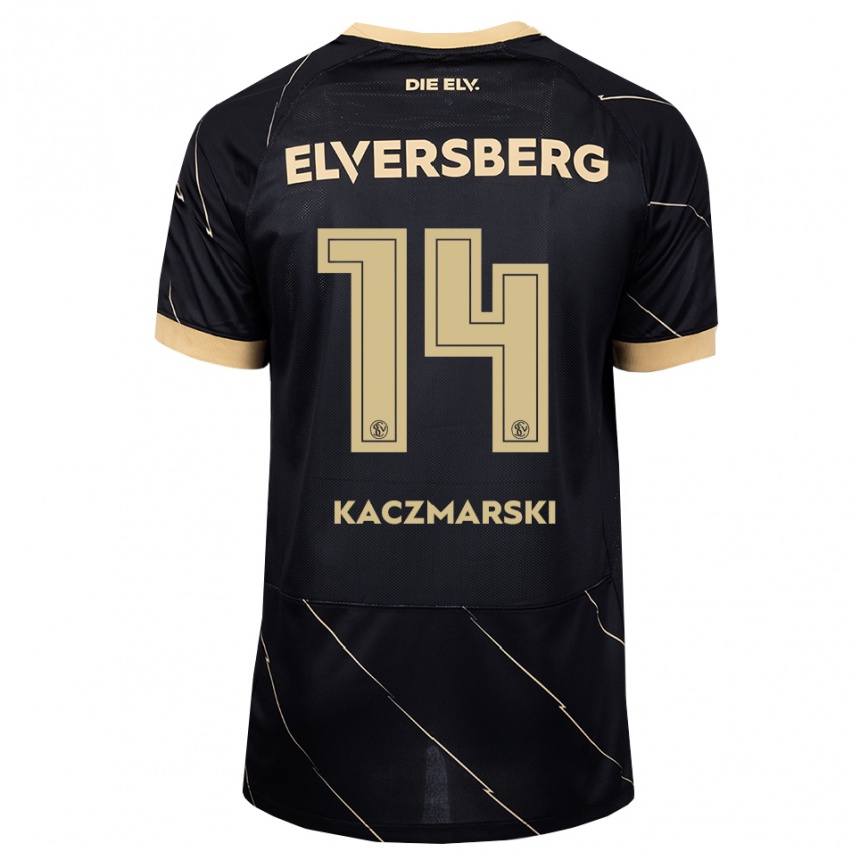 גברים כדורגל Piotr Kaczmarski #14 שחור חום הרחק ג'רזי 2026/27