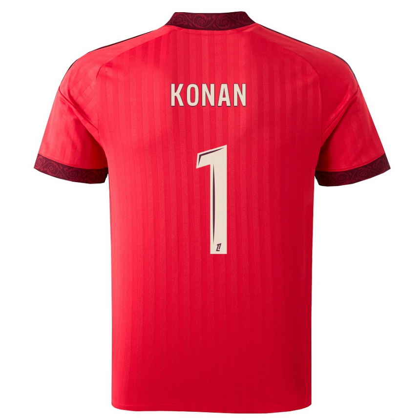 גברים כדורגל Yvann Konan #1 בורגונדי אדום לבן הרחק ג'רזי 2026/27