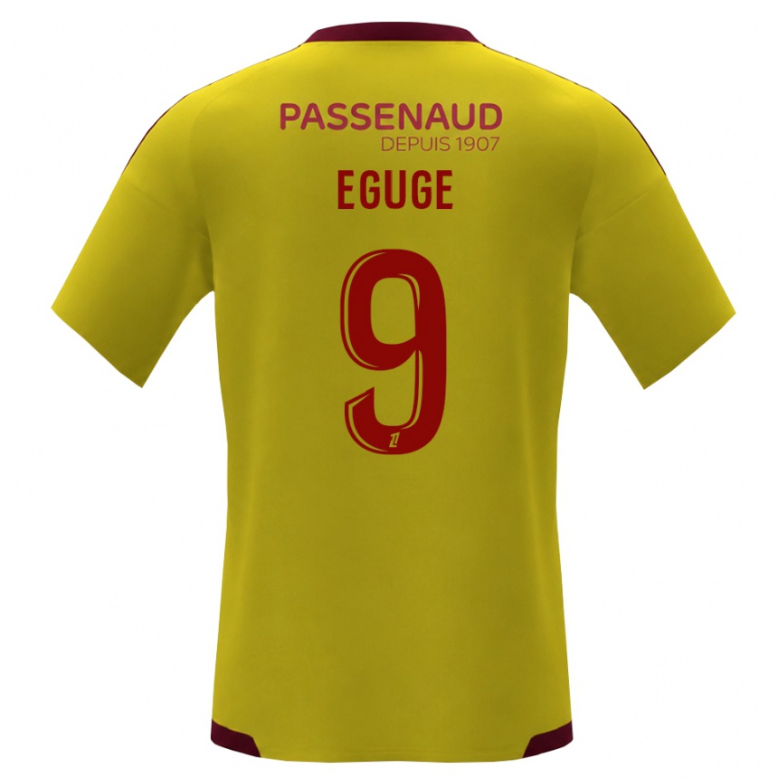 גברים כדורגל Benny Eguge #9 צהוב אדום ירוק הרחק ג'רזי 2026/27