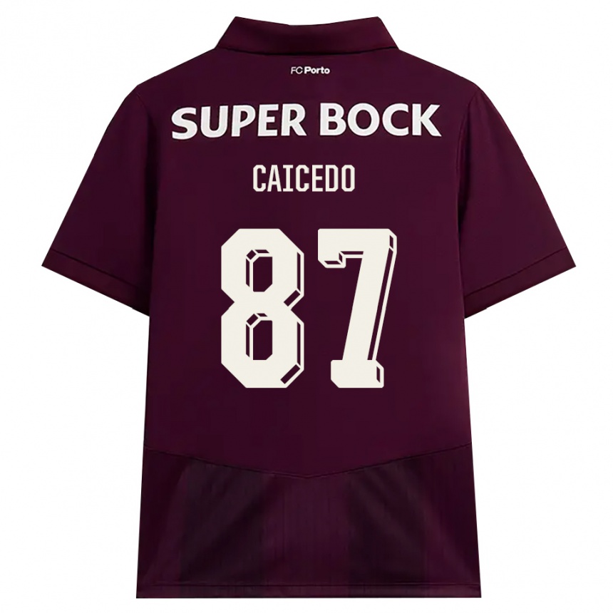 גברים כדורגל Brayan Caicedo #87 בורדו לבן הרחק ג'רזי 2026/27