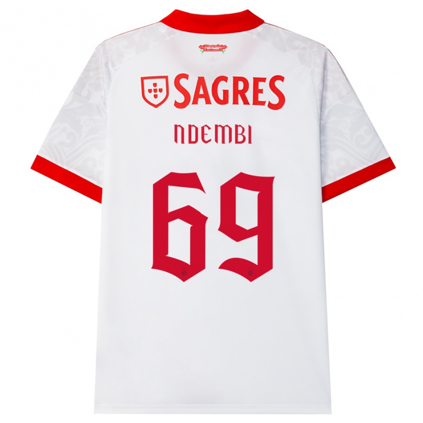 גברים כדורגל Michée Ndembi #69 לבן אדום צהוב הרחק ג'רזי 2026/27 גברים כדורגל Michée Ndembi #69 לבן אדום צהוב הרחק ג'רזי 2026/27