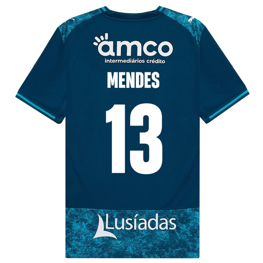 גברים כדורגל Emmanuel Mendes #13 אפור כהה טורקיז בינוני הרחק ג'רזי 2026/27