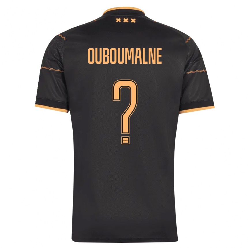 גברים כדורגל Abdessalam Ouboumalne #0 שחור כתום הרחק ג'רזי 2026/27 גברים כדורגל Abdessalam Ouboumalne #0 שחור כתום הרחק ג'רזי 2026/27