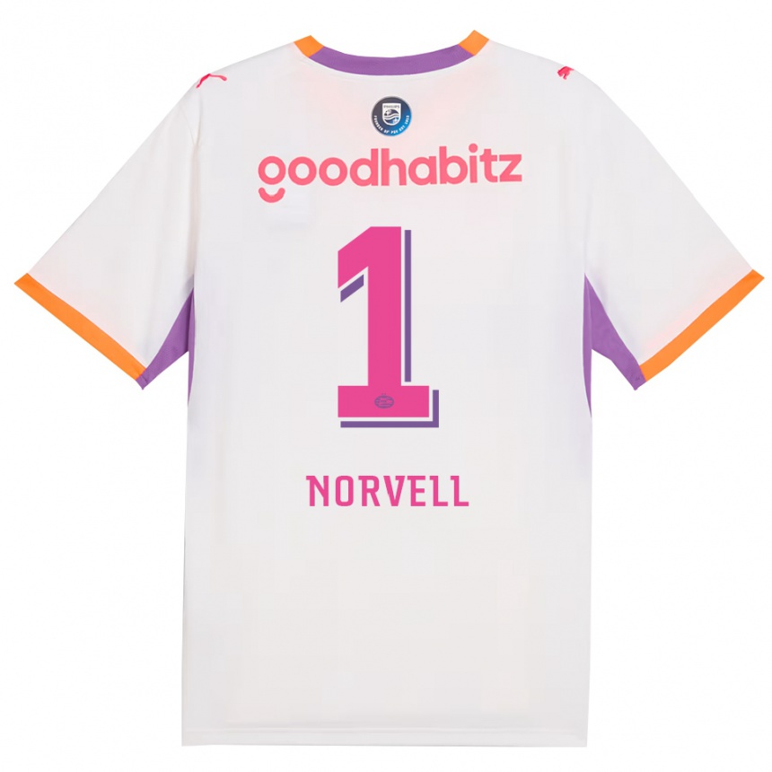 גברים כדורגל Jaden Norvell #1 לבן סגול כתום הרחק ג'רזי 2026/27