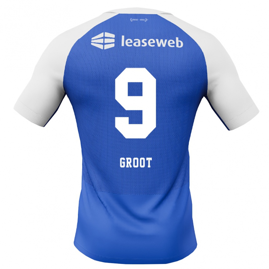 גברים כדורגל Gijs Groot #9 כחול דודוד אדום לבן הרחק ג'רזי 2026/27