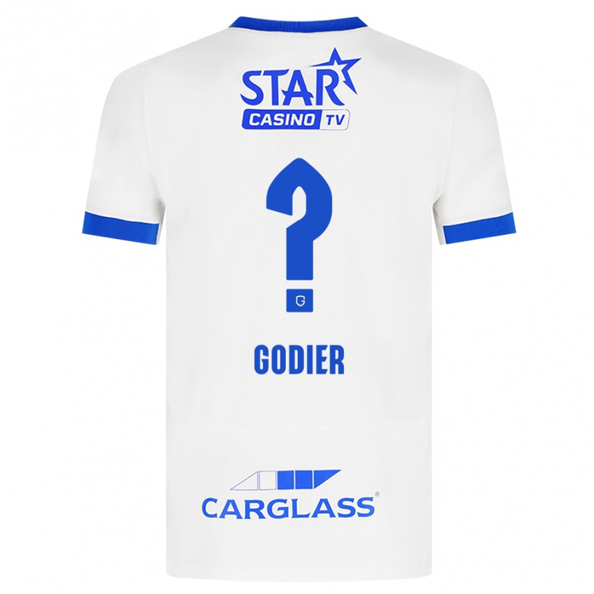 גברים כדורגל Chelsea Godier #0 לבן כחול הרחק ג'רזי 2026/27