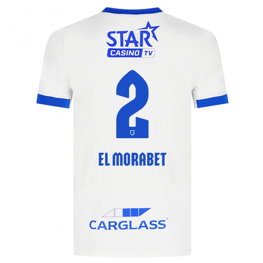 גברים כדורגל Sami El Morabet #2 לבן כחול הרחק ג'רזי 2026/27 גברים כדורגל Sami El Morabet #2 לבן כחול הרחק ג'רזי 2026/27