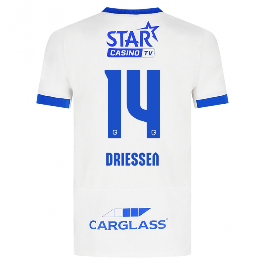 גברים כדורגל Jelle Driessen #14 לבן כחול הרחק ג'רזי 2026/27
