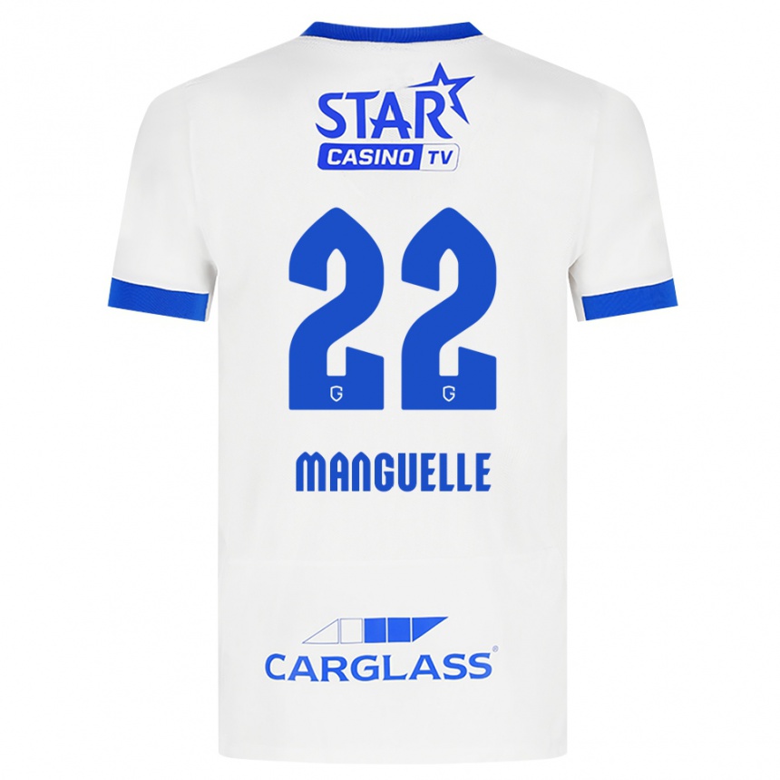 גברים כדורגל Brad Manguelle #22 לבן כחול הרחק ג'רזי 2026/27 גברים כדורגל Brad Manguelle #22 לבן כחול הרחק ג'רזי 2026/27