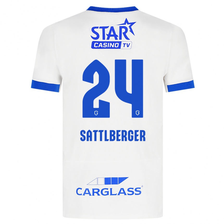 גברים כדורגל Nikolas Sattlberger #24 לבן כחול הרחק ג'רזי 2026/27