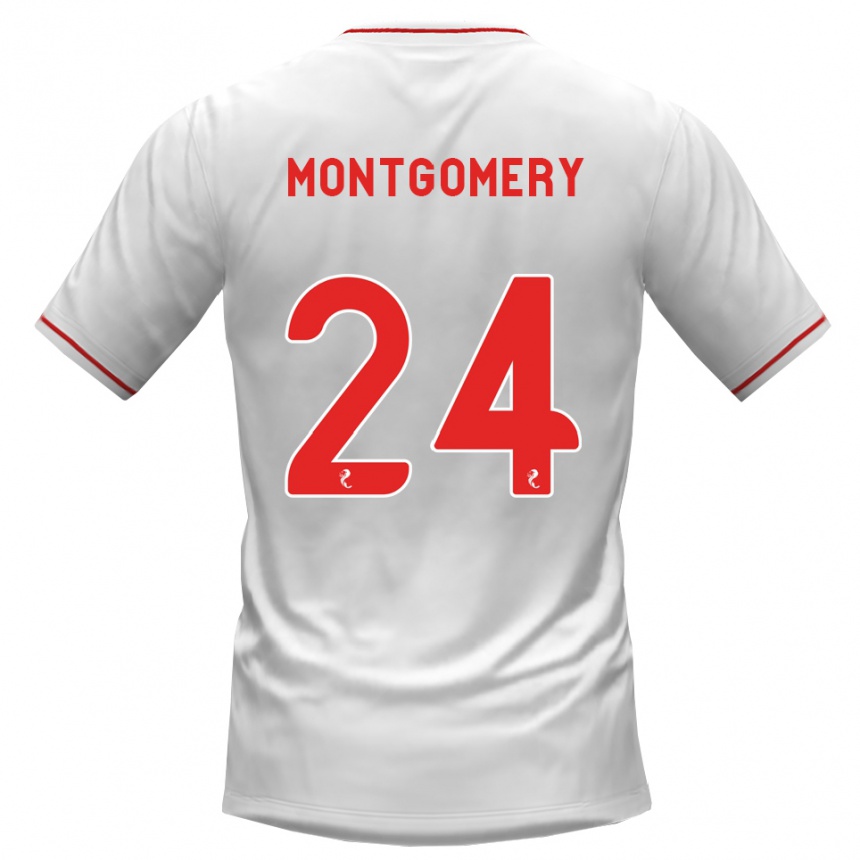 נשים כדורגל Adam Montgomery #24 לבן אדום הרחק ג'רזי 2026/27
