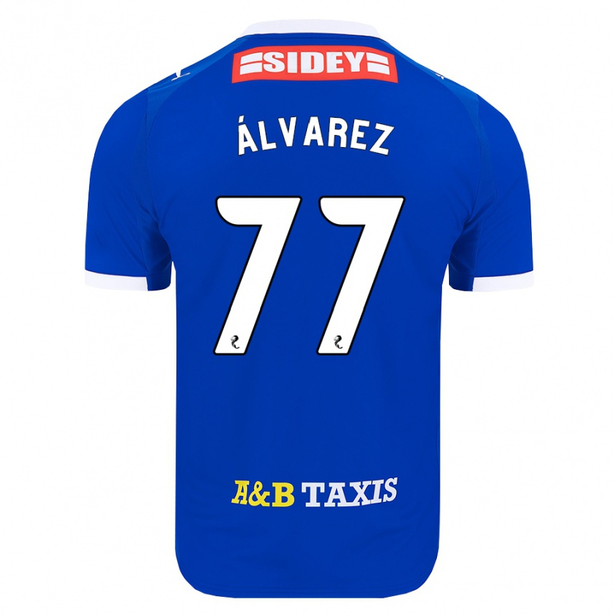 נשים כדורגל Unax Álvarez #77 כחול אדום צהוב ג'רזי ביתית 2026/27