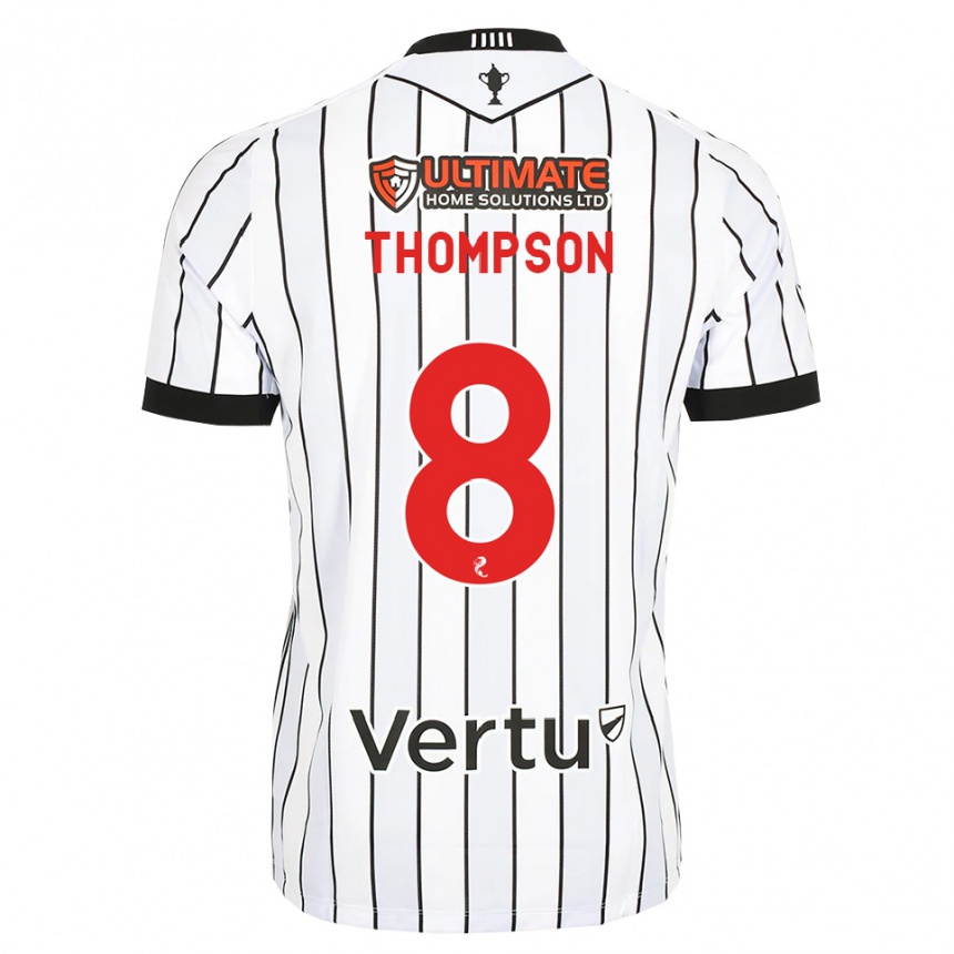 נשים כדורגל Struan Thompson #8 לבן שחור אדום ג'רזי ביתית 2026/27 נשים כדורגל Struan Thompson #8 לבן שחור אדום ג'רזי ביתית 2026/27