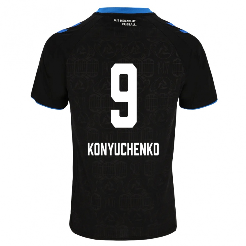 נשים כדורגל Yehor Konyuchenko #9 שחור לבן אדום ג'רזי ביתית 2026/27