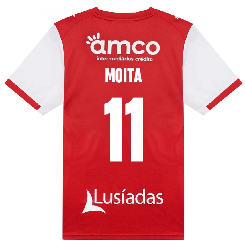נשים כדורגל Carlos Moita #11 לבן אדום שחור ג'רזי ביתית 2026/27