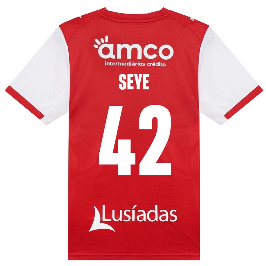 נשים כדורגל Modou Seye #42 לבן אדום שחור ג'רזי ביתית 2026/27
