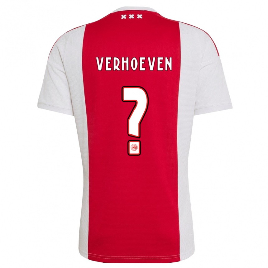 נשים כדורגל Milan Verhoeven #0 אדום לבן צהוב ג'רזי ביתית 2026/27