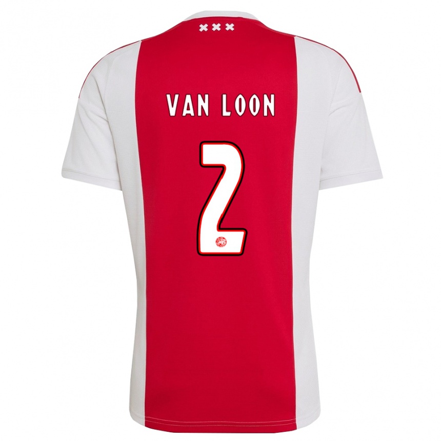 נשים כדורגל Gerain Van Loon #2 אדום לבן צהוב ג'רזי ביתית 2026/27 נשים כדורגל Gerain Van Loon #2 אדום לבן צהוב ג'רזי ביתית 2026/27