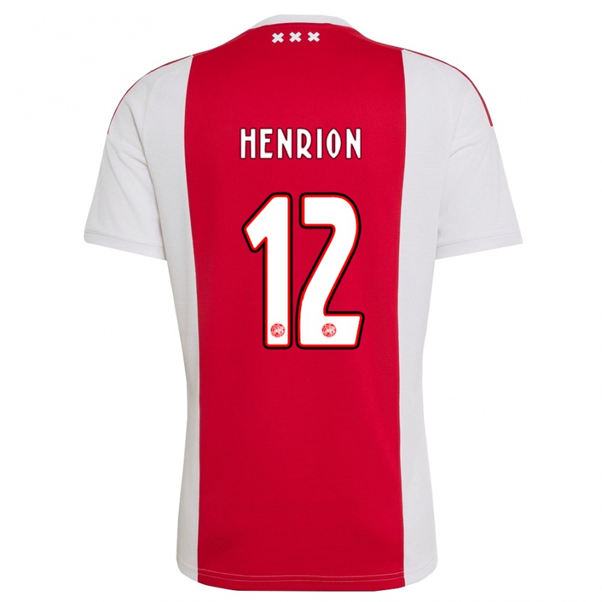 נשים כדורגל Martin Henrion #12 אדום לבן צהוב ג'רזי ביתית 2026/27