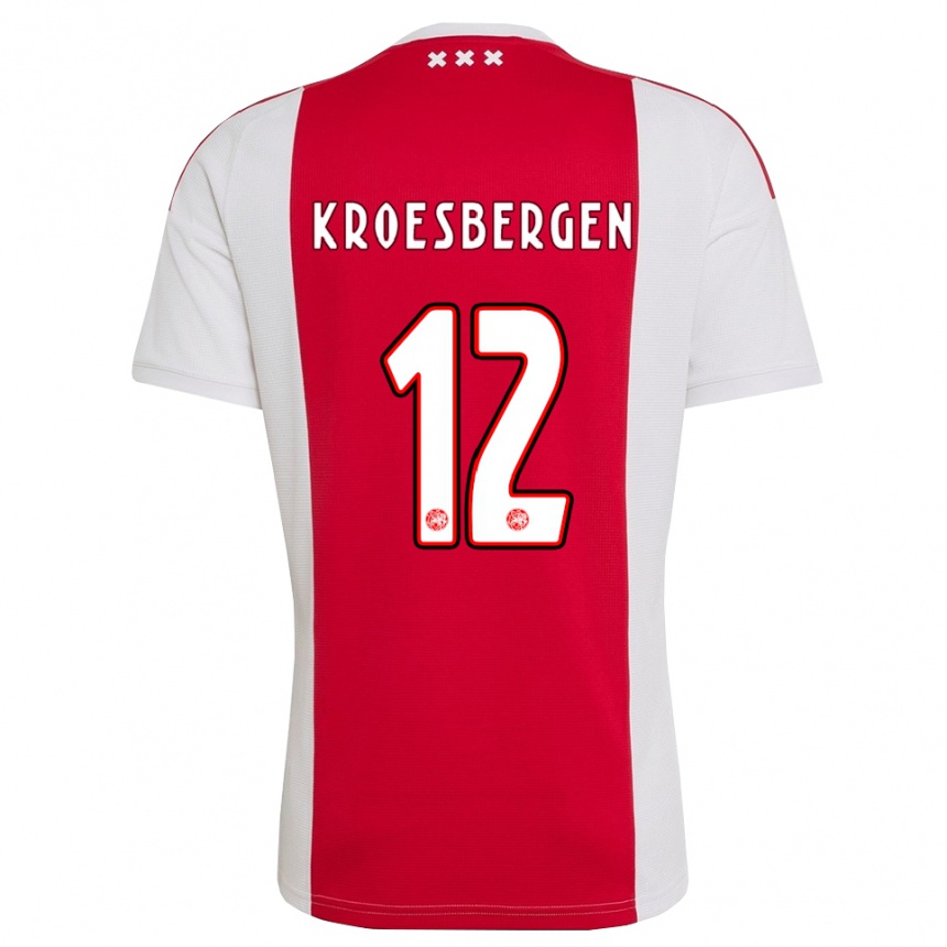 נשים כדורגל Branko Kroesbergen #12 אדום לבן צהוב ג'רזי ביתית 2026/27