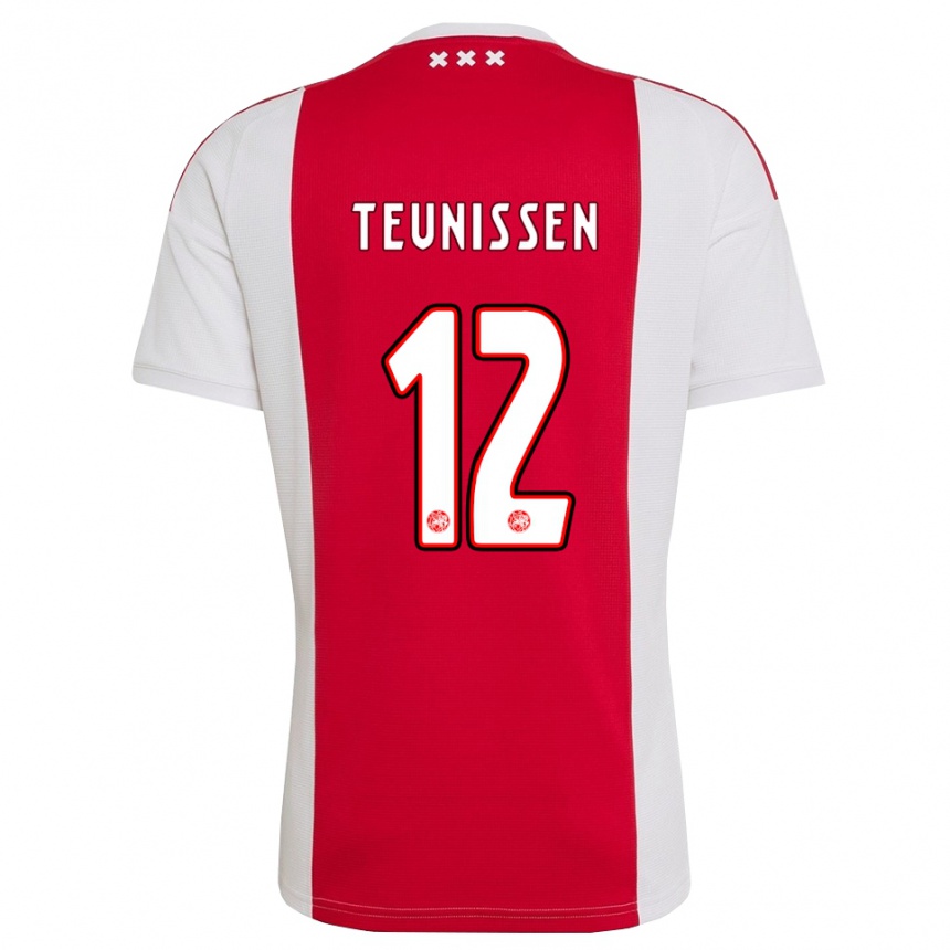 נשים כדורגל Jort Teunissen #12 אדום לבן צהוב ג'רזי ביתית 2026/27