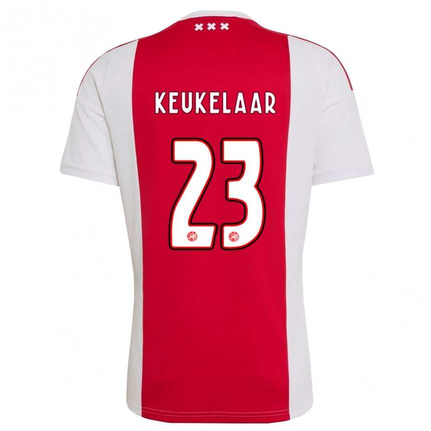 נשים כדורגל Lotte Keukelaar #23 אדום לבן צהוב ג'רזי ביתית 2026/27